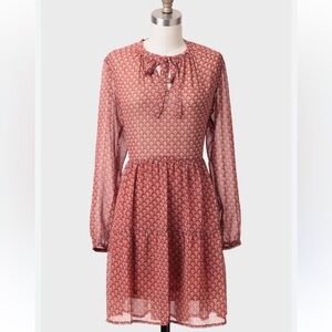 Piko 1988 Rust and White Patterned Dress size medium